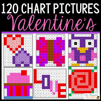 120 Chart Mystery Pictures - Valentine's Day Math Pack