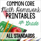 4th Common Core Math Homework Printables *All Standards*