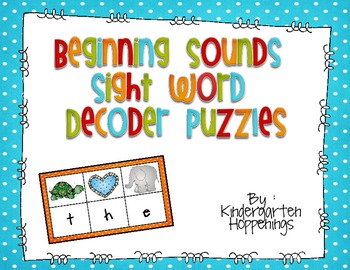 Beginning Sounds, Sight Word Decoder Puzzles