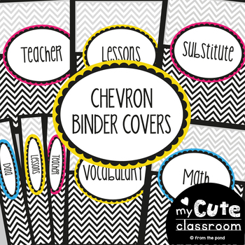 Binder Covers - Black and White Chevron - Editable Included