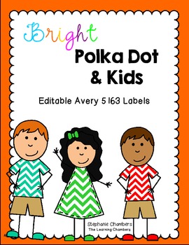 Bright Polka Dot and Kids Avery 5163 Labels {Editable}