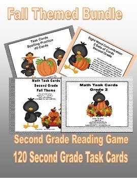Bundle of Second Grade Task Cards and Game  4CCSS-Fall Theme