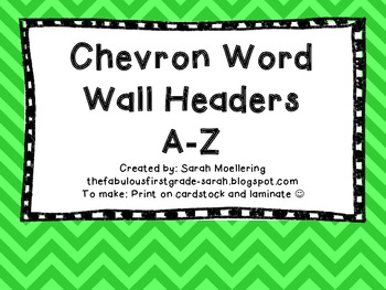 Chevron Word Wall Headers (Blue, Green, Purple, Turquoise)
