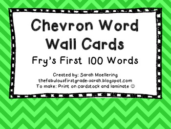 Chevron Word Wall Words (Fry's First 100)