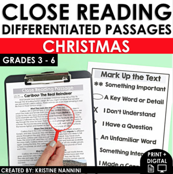 Christmas Close Reading Passages, Text-Dependent Questions & More