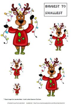 Christmas Free Maths Sheet Biggest to Smallest Reindeer