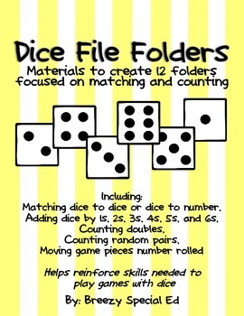 Counting and Matching Dice Math File Folders (Special Education)