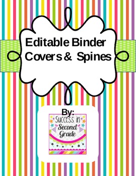 Editable Binder Covers & Spines---Bright Stripes and polka dots