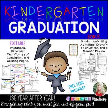 Editable Kindergarten Graduation Pack and Summer Review