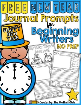 FREE New Year NO PREP Journal Prompts for Beginning Writers