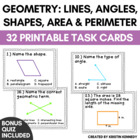 Geometry Task Cards: Lines, Angles, Polygons, Area, Perimeter
