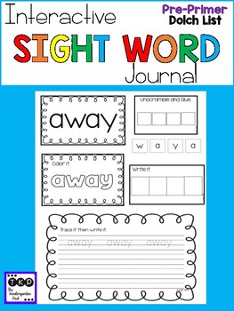 Interactive Sight Word Journal - Pre-Primer