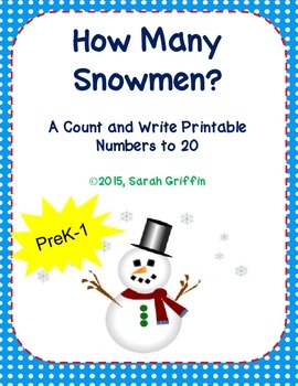 Kindergarten Math How Many Snowmen Count and Write numbers
