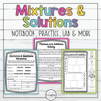 Mixtures and Solutions Activity Homework