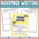 November Writing Activities Aligned to Common Core Standards