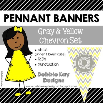 Pennant Banners Gray and Yellow Chevron Set