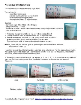 Place Value Styrofoam Cups - Directions