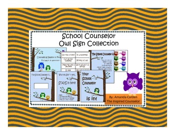 School Counselor Owl Sign Collection