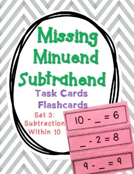 Set 3 - Missing Minuend and Subtrahend Cards (Subtraction 
