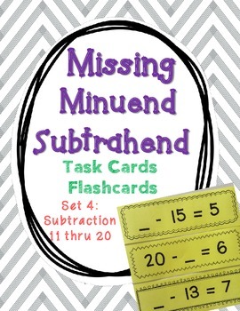 Set 4 - Missing Minuend and Subtrahend Cards (Subtraction 
