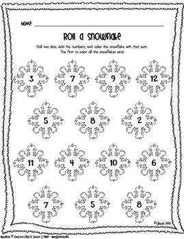 Snow Sums - Roll a Snowflake (FREEBIE)