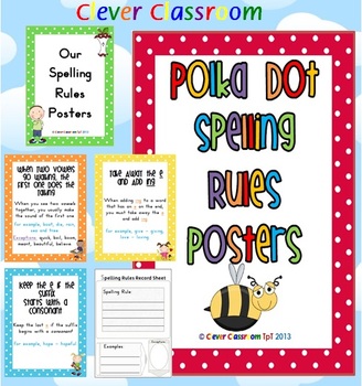 Polka Dot Spelling Rules Posters from Clever Classroom 