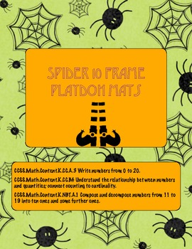 Spider Playdoh Ten Frame Mats for Numbers 1-20