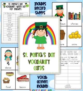 St Patrick's Day Vocabulary Cards and Record Sheets from Clever Classroom