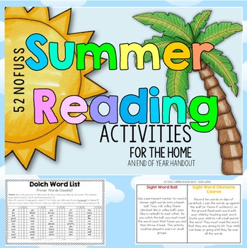 Summer Reading Activity Ideas for the home this Summer Vacation