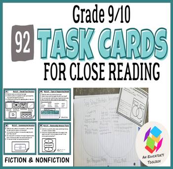 TASK CARDS for Common Core Reading Standards - Grades 9-10