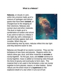 What is a Nebula?  Common Core Reading and Writing Activity