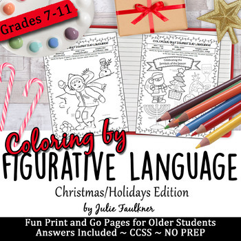 Christmas and Winter Coloring by Figurative Language Activ