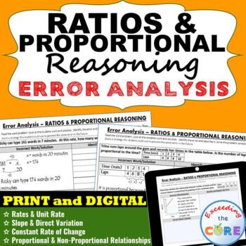 RATIOS & PROPORTIONAL REASONING Word Problems  Error Analy