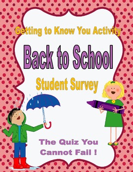 All About Me~Back to School Student Survey