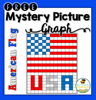 American Flag USA Mystery Picture Graphing Activity