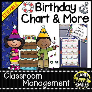 Birthday Chart and Card in a Nautical theme (EDITABLE)