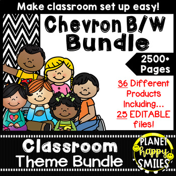 Classroom Theme Bundle ~ Chevron Black and White Print