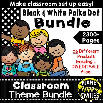 Classroom Theme Bundle ~ Polka Dot Black and White Print