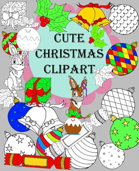 Cute Colored and BW Christmas Clipart