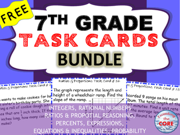 ~FREE~ 7th Grade Math Common Core WORD PROBLEM TASK CARDS 