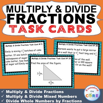 MULTIPLY & DIVIDE FRACTIONS Word Problems - Task Cards {40 Cards}