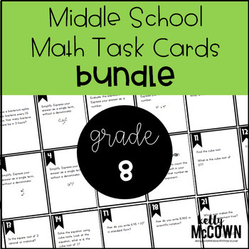 Middle School Math Task Cards: Grade 8 BUNDLE