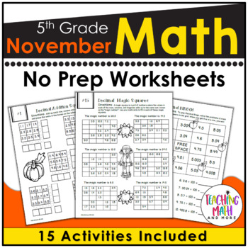 November NO PREP Math Packet - 5th Grade
