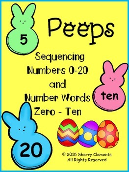 Numbers (0-20) and Number Words (zero-ten) Sequencing - Peeps