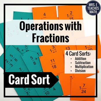 Operations With Fractions Matching Cards (Add, Subtract, M