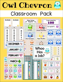 Owl Chevron Classroom Pack