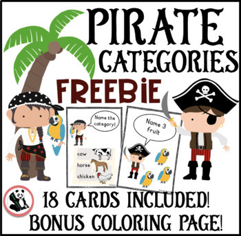 Pirate Category Cards FREEBIE : Speech Therapy