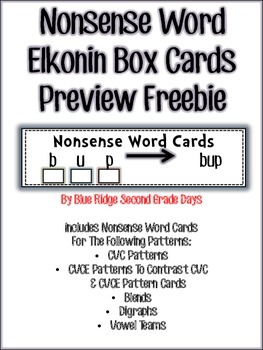 RTI Nonsense Word Elkonin Box Cards Preview Freebie