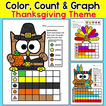 Thanksgiving Turkey - Shape Count and Graph Math Activity