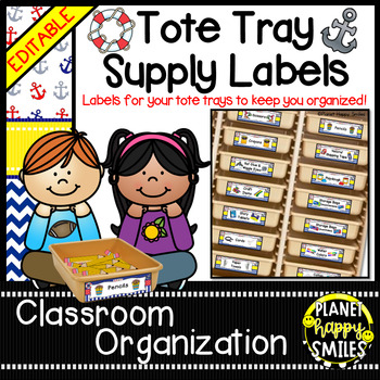 Tote Tray Supply Labels ~ Nautical